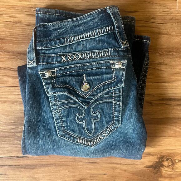 Low Rise Rock Revival Jeans Size 27 Celine Boot Cut Sequin Studded - Picture 5 of 11